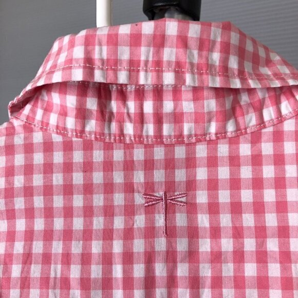 TYLER Boe Sherri Blossom Pink White Gingham Button Down Tunic Longer Blouse Sz 4 - Picture 8 of 11